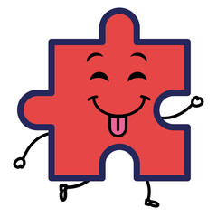 Puzzle tokens flat kawaii character vector illiustration design image