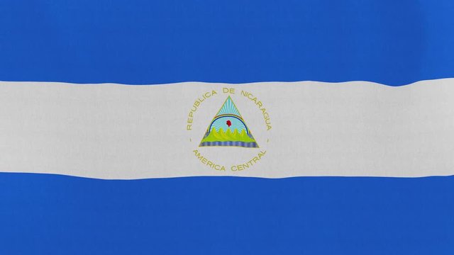 Loopable: Flag of Nicaragua...Nicaraguan official flag gently waving in the wind. Highly detailed fabric texture for 4K resolution. 15 seconds loop.