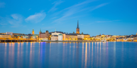 Fototapeta na wymiar Night view of Stockholm city skyline in Sweden