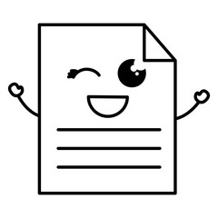 paper document kawaii character vector illustration design