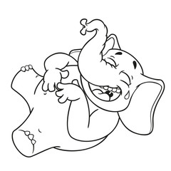 Elephant. Character.  Laughs holding her stomach. Big collection of isolated elephants. Vector, cartoon.