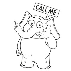 Big collection vector cartoon characters of elephants on an isolated background. Call me. Wants you to call. 