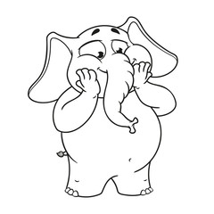 Big collection vector cartoon characters of elephants on an isolated background. Excited Surprised