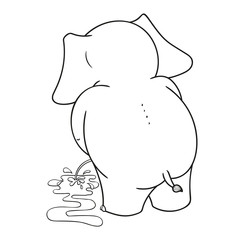 Big collection vector cartoon characters of elephants on an isolated background. Urinating