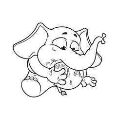 Elephant. Character. My foot in my mouth. Big collection of isolated elephants. Vector, cartoon.