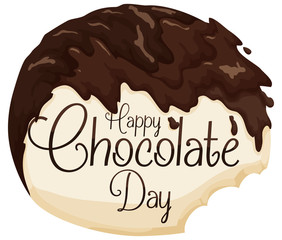 Delicious White Chocolate Covered with Liquid Dark Chocolate for Holiday, Vector Illustration