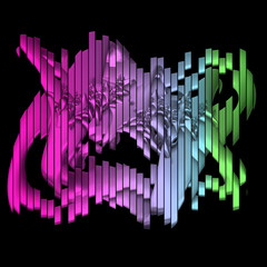 3D rendering striped fractal artwork
