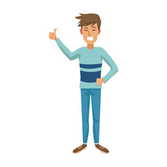 young guy standing waving hand cheerful cartoon