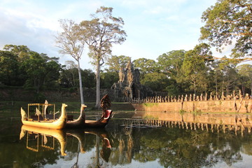 Cambodia . Angkor Thom City . The south gate . Siem Reap Province . Siem Reap City .