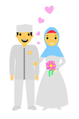 Bride Couple Muslim and Muslimah (Islam People) 