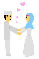 Bride Couple Muslim and Muslimah (Islam People) 