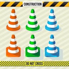 Road cones and construction stripes
