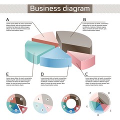 Color circular pie business diagrams