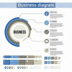 Color circular pie diagrams and design elements 