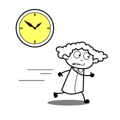 Cartoon Girl Running to Reach at Office on Time