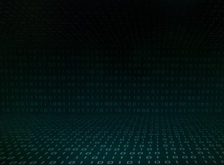 blue green binary code background for internet, business, connection, technology and modern computer concepts.