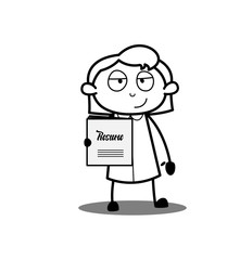 Cartoon Girl Showing Resume for Interview
