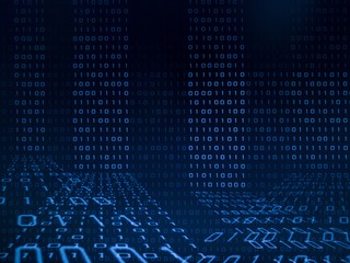 blue green binary code background for internet, business, connection, technology and modern computer concepts.