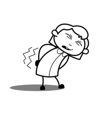 Cartoon Girl Having Pain on Back