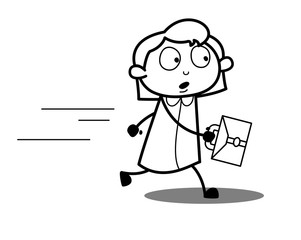 Scared Female Employee Getting Late for Office
