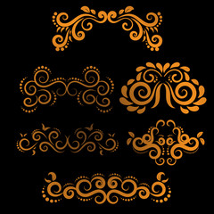 Golden luxury Vintage frames and scroll elements 5