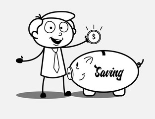 A Banker with Piggy Bank Vector Illustration