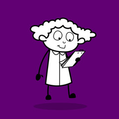 Happy Cartoon Girl Watching a Report List