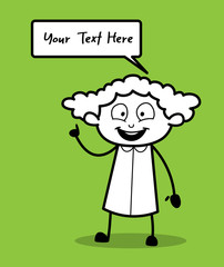 Happy Cartoon Girl Pointing and Gesturing