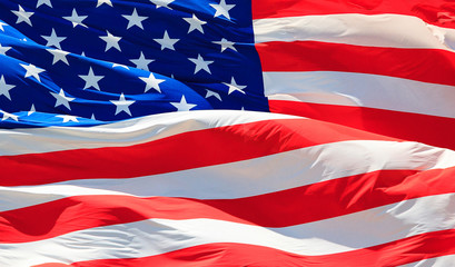 Closeup shot of the USA flag