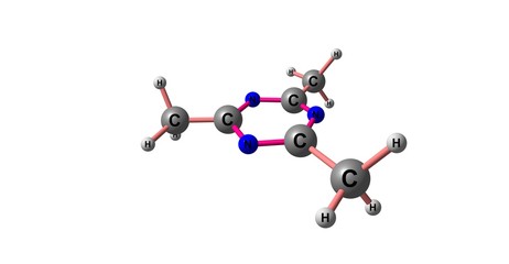 2,4,6-Trimethyl-1,3,5-triazine molecular structure isolated on white