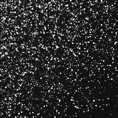 Random falling white dots. Abstract scatter with random falling white dots on black background. Vector illustration.