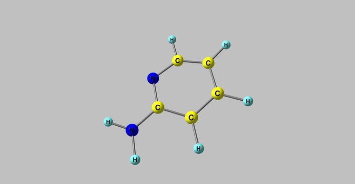 2-Aminopyridine molecular structure isolated on grey