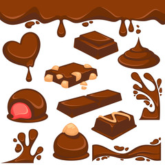 Fototapeta na wymiar Chocolate dessert and candy vector icons