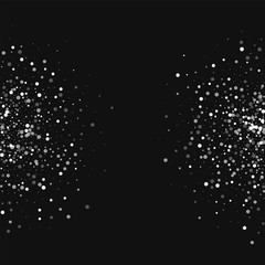 Random falling white dots. Half circles with random falling white dots on black background. Vector illustration.