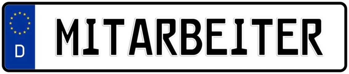 spkw20 SignPersonenKraftWagen spkw - Schrift: Mitarbeiter - Autokennzeichen - Parkplatz - (Original-Verh&auml;ltnis 520 X 110 mm) - banner xxl g5286