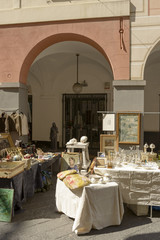 antiques street market, Chiavari , Italy