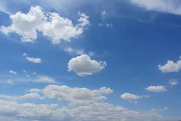 White clouds on the bright blue sky