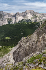 Fototapeta na wymiar View from the mountain edge near Innsbruck Austria 