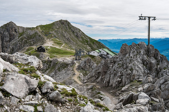 Hiking trail to Bergwandern in Austria during the sunny day