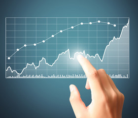  financial symbols coming from hand