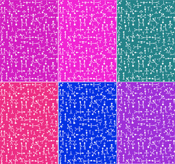 Drawing white figurines of little people on a colored background. Vector