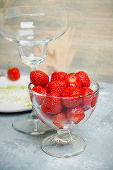 Making cocktail with strawberry. Selective focus.