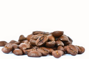 Coffee beans isolated on white clean background.