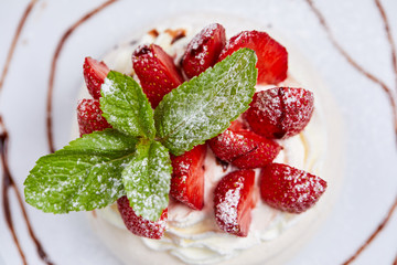 meringue dessert with fresh berries