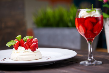 meringue dessert with fresh berries