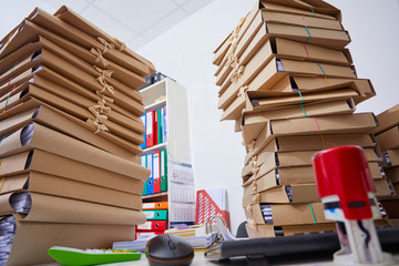 stacks of paper files