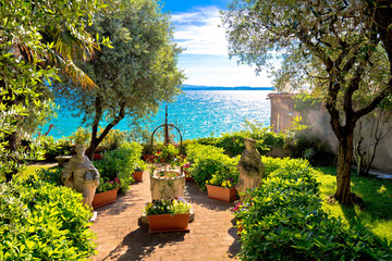 Mediterranean park on Lago di Garda view