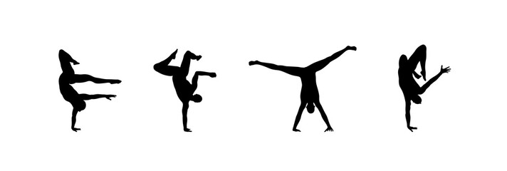 Silhouette of a Dancer. Gymnast. Man is Posing and Dancing. Sport Symbol. Design Element. Vector Illustration.