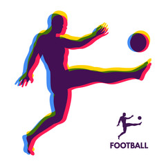 Fototapeta premium Football player with ball. Sports concept. Design Element. Vector Illustration. Sport Symbol.