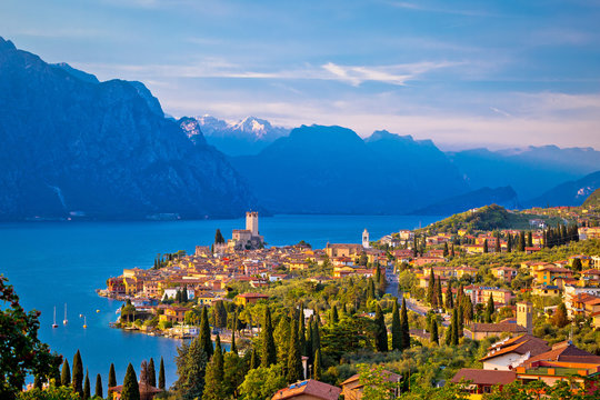 Town of Malcesine on Lago di Garda skyline view